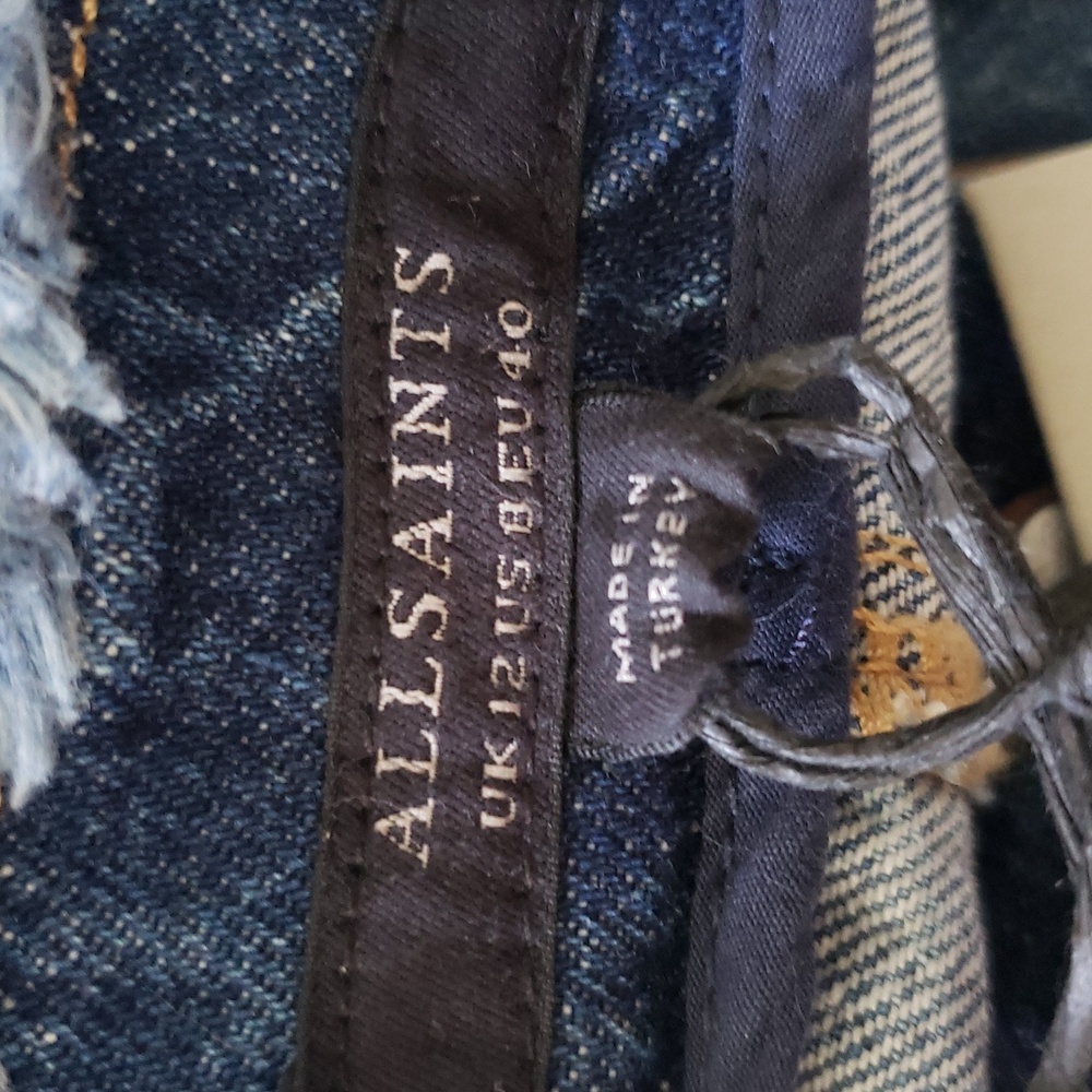 AllSaints NEW Skirt 'Cyra' Maxi Blue Denim Jean Frayed Waist Front & Back Slits - Picture 12 of 14